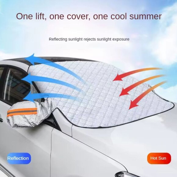 Car Windshield Snow & Sun Cover – 57" x 44" / 145 cm x 112 cm - Picture 1 of 12